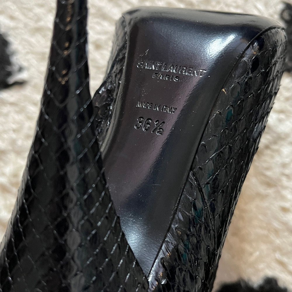 Saint Laurent size 36.5 Black Python booties Textured Ankle Boots - Picture 12 of 13